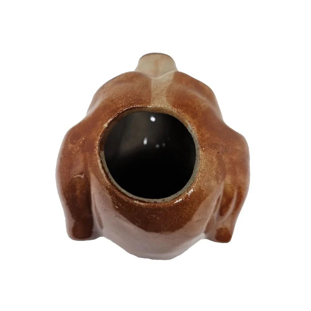 ANTHROPOLOGIE Blood Hound Dog Bud Vase Brown White Stonewear Decorative
